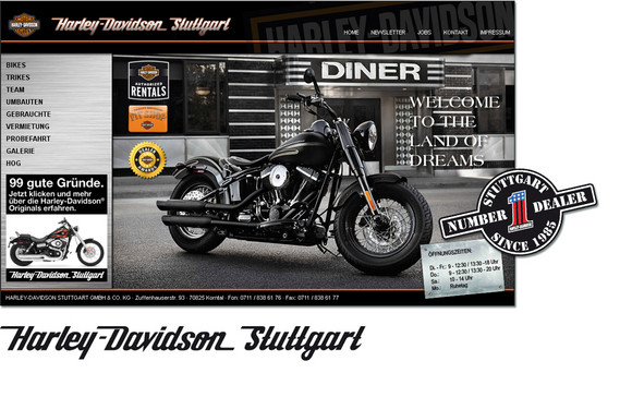 Freework Grafik-Design Referenz Web: Harley-Davidson Stuttgart